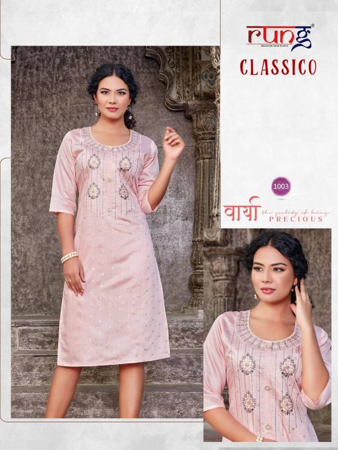 Rung Classico Fancy Ethnic Wear Silk  Designer Kurti Collection